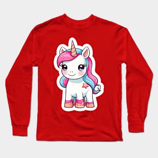 cute Kawaii Unicorn sticker Long Sleeve T-Shirt